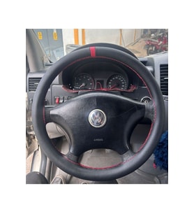 DİKİŞLİ DİREKSİYON KILIFI DAMARLI DERİ KIRMIZI YÜZÜK KIRMIZI DİKİŞLİ VW CRAFTER İÇİN İP İĞNE DAHİL