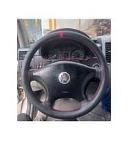 DİKİŞLİ DİREKSİYON KILIFI DAMARLI DERİ KIRMIZI YÜZÜK KIRMIZI DİKİŞLİ VW CRAFTER İÇİN İP İĞNE DAHİL