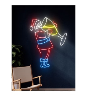 Noel Baba Figürlü Yılbaşı Temalı Neon Tabela