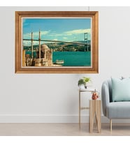 Çerçeveli Paspartulu Manzara Tablo cft0430 (Gold)