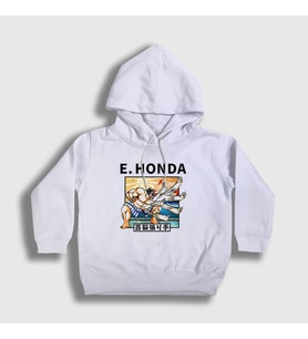 Presmono Unisex Çocuk Beyaz Honda Oyun Street Fighter Kapüşonlu Sweatshirt 403942tt
