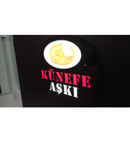 Künefe Aşkı Resimli Yazılı Tabela 3D Led Neon Etkili Işıklı Tabela 30X45 CM Tek Taraflı