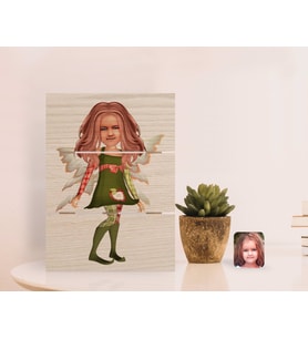 BK Gift Kişiye Özel Kız Çocuk Peri Karikatürlü Otantik Masaüstü Ahşap Palet Çerçeve-2 (Beyaz)
