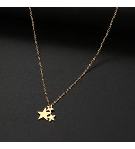 Kişiye Özel 925 Ayar Gümüş Yıldızlar Kolye (Gold)