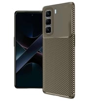 Hot 50 4G Kılıf Auto Focus Karbon Kapak - Kahverengi