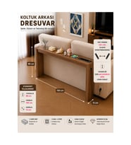 Café Royale Vintage & USB-Tech Konsol Raf - 3 USB + 4 Priz Girişli MDF Koltuk Arkası Raf Açık Ceviz 150x85x12