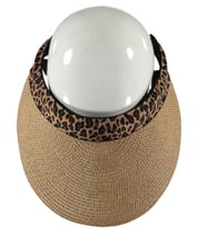 Leopard Model Kadın Hasır Vizör Yazlık Plaj Siperlik Güneşlik şapka (Açık Kahve)