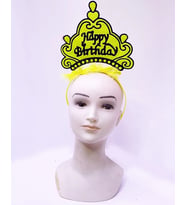 Happy Birthday Neon Sarı Renk Doğum Günü Tacı 24x15 cm (5047)