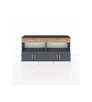 Arges Konsol 2 Raflı 2 Çekmeceli 4 Kapaklı 176x30x99 Antrasit-Antrasit/Çam