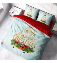 Monohome Yılbaşı Süsü Merry Christmas Çift Kişilik 3D Nevresim Takımı Pamuk Saten (Çok Renkli)