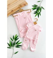 Raporlu 7 Parça Bebek Zıbın Takımı - Yeni Doğan İçin Özel Set (Pembe)