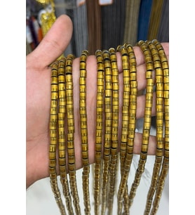 Hematit Taşı Silindir Kesim Parlak Gold 6x6mm Doğal Taş Dizi