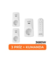 3'lü Uzaktan Kumandalı Priz Set 3680 W (Beyaz)