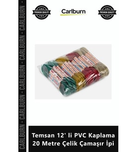 Özel Üretim Dayanıklı Sağlam Paslanmaz Balkon Temsan 12' li PVC Kaplama 20 Metre Çelik Çamaşır İpi