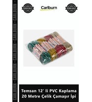 Özel Üretim Dayanıklı Sağlam Paslanmaz Balkon Temsan 12' li PVC Kaplama 20 Metre Çelik Çamaşır İpi
