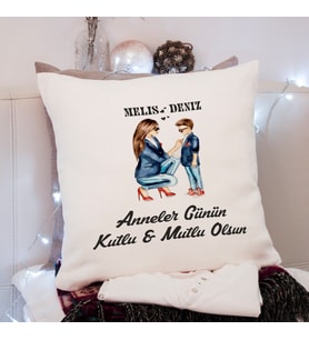 Anneler Günü Tasarımlı Yastık Kişiye Özel