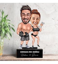 Kişiye Özel Sporcu Çiftler Sevgiliye Hediye Karikatürlü Biblo