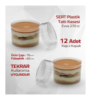 Magnolya Kasesi Kapaklı 270 Cc Sert Plastik Şeffaf Kare Renk - 12 Adet