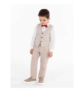 Civil Boys Erkek Çocuk Yelekli Gömlek 2-5 Yaş Bej