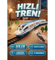 Uzaktan Kumandalı Sesli ve Işıklı Hızlı Tren Seti - 39 Parça 308 cm Büyük Raylı Oyuncak Tren