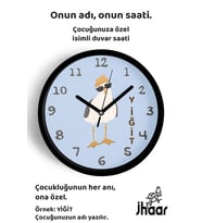 İsme Özel Gözlüklü Artist Martı Çocuk Odası Duvar Saati Orta Boy 30 cm Siyah Camlı Sessiz