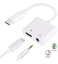Type-C to 3.5 mm Jack Kulaklık ve Şarj Dönüştürücü Aynı Anda Kulaklıktan Müzik Dinleyin ve de Şarj Edin Çift Çıkışlı Adaptör Yüksek Hızlı Şarj ve Ses Aktarımı