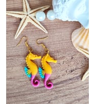 Seahorse Yellow El Yapımı Özel Tasarım Sarı Denizatı Küpe