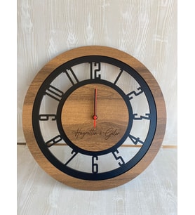 Kişiye Özel Dekoratif Ahşap Duvar Saati 40 cm