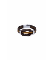 Camadan Bağlı Düz Gerçek / Hakiki Deri Bileklik - Mıknatıslı - Kahverengi & Taba - Unisex