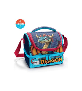 CORAL HIGH 37206 KIDS LACİVERT DRAGON DESENLİ THERMO İKİ KATLI BESLENME ÇANTASI