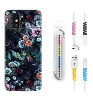 INFINIX Hot 8 9 10 11S Hot 10 Play 10T Kılıf Kablo Koruma Spiral Silikon Great Flowers 1304