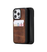 Bouletta Apple iPhone 15 Pro Max Uyumlu Deri Arka Kapak FXCP G2 (KAHVE)