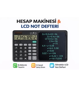 LCD Not Defterli Hesap Makinesi Çift Fonksiyonlu,Silinebilir Yazı Tahtalı İkisi Bir Arada Tasarım