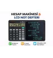 LCD Not Defterli Hesap Makinesi Çift Fonksiyonlu,Silinebilir Yazı Tahtalı İkisi Bir Arada Tasarım