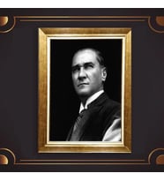 Altın Varaklı Çerçeveli Paspartulu Atatürk Tablo nl02A697 (Gold)
