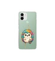 Redmi A1 Plus ile Uyumlu Splash Kirpi Tasarımlı Şeffaf Silikon Kılıf