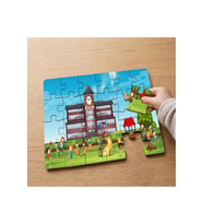 Okul Bahöesinde Eğlenen Çocuklar Tasarımlı 24 Parça Ahşap Çocuk Puzzle MPK0235