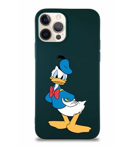 Apple iPhone 12 Pro Soft Premier Kapak Donald Duck-D Tasarımlı Silikon Kılıf - Yeşil (Şeffaf)