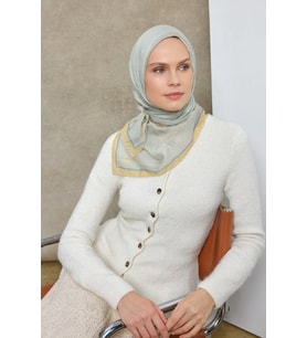 Labirent Desen Lyocell Monare Eşarp - 6425 (Buz Mavisi)