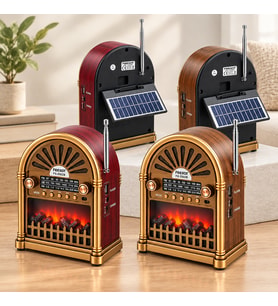 Northcity Solar Şarjlı Retro Bluetooth Radyo Hoparlör - AM/FM/SW, USB/Type-C