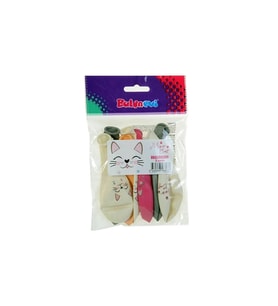 Balonevi Balon 4+1 Miss Cat Kedi Baskılı 12 İnç Karışık Renk Balon (8 Li Paket)