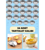 Paslanmaz Metal Yapışmaz Cupcake, Muffin, 24 Adet Kek Tartolet Kurabiye Kalıbı