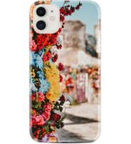 Apple iPhone 11 12 13 Mini Kılıf Desemli Silikon Gerçek Çiçekler 1743