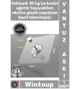 #Askı Şeffaf Kendinden Yapışkanlı Su Geçirmez Paslanmaz 10 kg Kapasiteli Ultra Güçlü Vantuzlu Askı