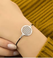Papatya Silver 925 Ayar Gümüş Yaşam Çiçeği Kadın Bileklik (Gümüş)