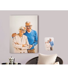 BK Gift Kişiye Özel Tam Boy Büyükanne ve Büyükbaba Karikatürlü Kanvas Tablo 70x100cm-1