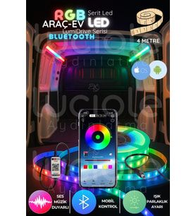 LumiDrive 4m RGB Bluetooth LED Şerit – 5050 Çipli Akıllı Araç Işığı, Telefonla Kontrol