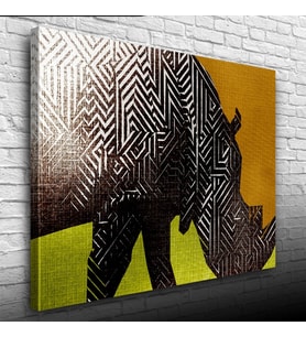 Dijital Efektli Hipopotam Dekoratif Kanvas Tablo 50 x 70