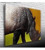 Dijital Efektli Hipopotam Dekoratif Kanvas Tablo 50 x 70