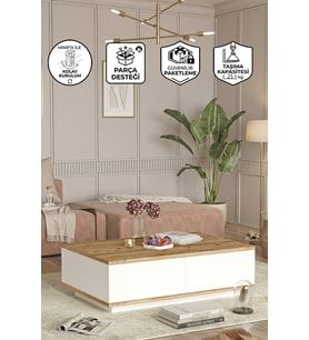 Orta Sehpa 60x90cm 2 Kapaklı Çam-beyaz
